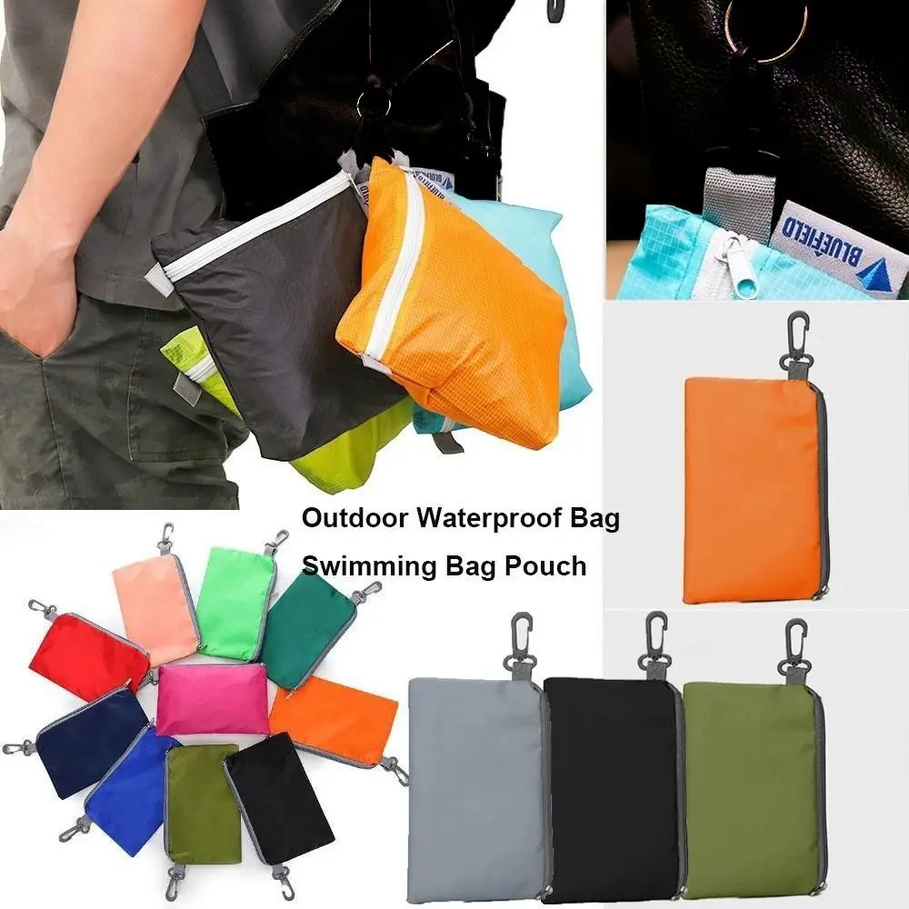Nuevo con gancho cremallera bolsa impermeable al aire libre Color puro 12*18cm bolsa de natación bolsa 10 colores Camping senderismo bolsa de almacenamiento