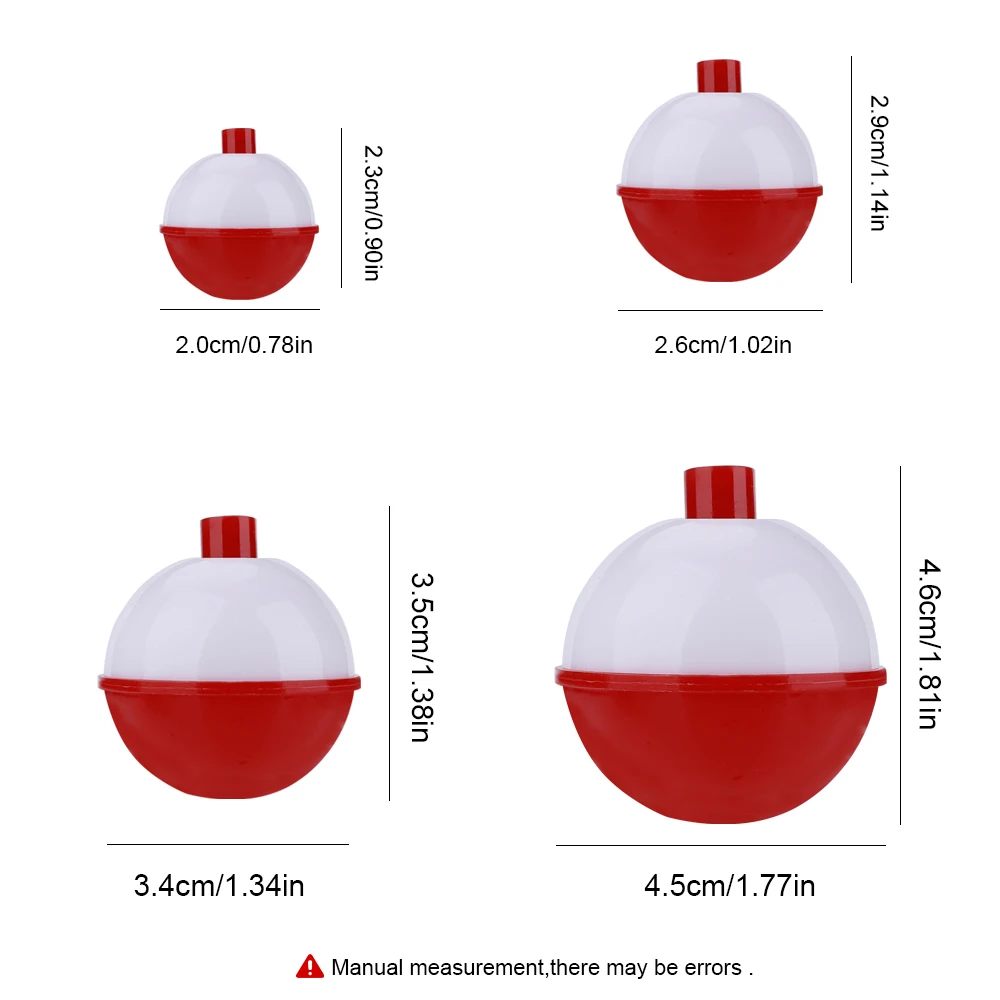 FTK 8 unids/set Bobbers de pesca ABS duro rojo/blanco mezcla de tamaños Slip Bobbers botón de empuje boya redonda flotadores accesorios de aparejos de pesca - imagen 2