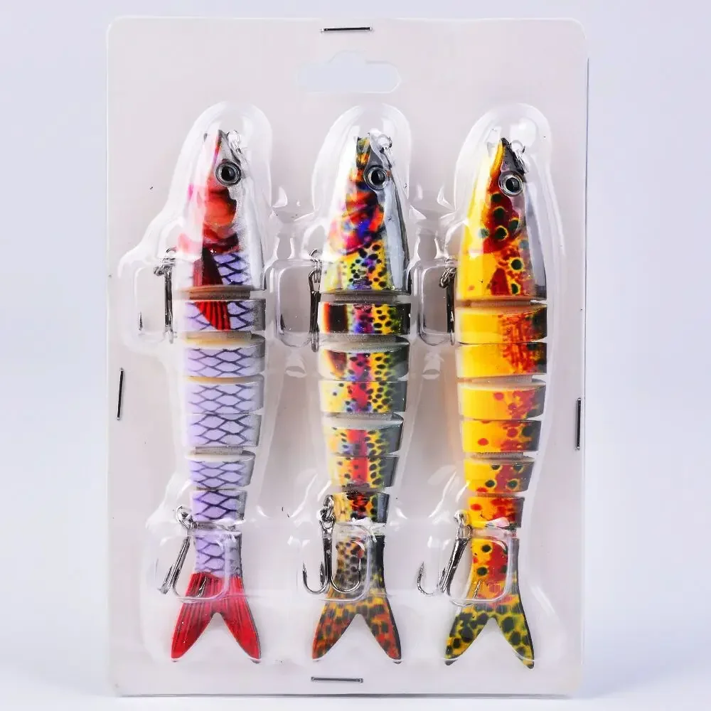 Juego de Señuelos de Pesca con cebo duro multisegmentos, altamente atractivo, 3 uds., 13,28cm, para pesca de lubina y aventuras de pesca en varias especies - imagen 5