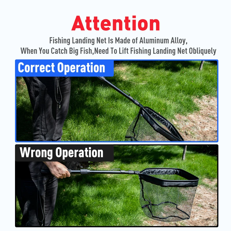 Kingdom-red de pesca plegable de aleación de aluminio, poste de red de aterrizaje, equipo de pesca con mosca plegable, redes de señuelo para invierno, herramienta de pesca - imagen 3