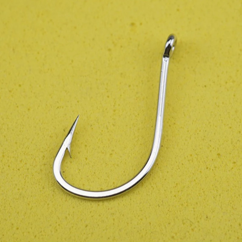 100 Uds. Gancho con agujero en caja, anzuelo de pesca Haixi, anzuelo de tubo, anzuelos de comercio exterior, suministros de engranajes, gancho de tira fina de acero al carbono alto - imagen 5