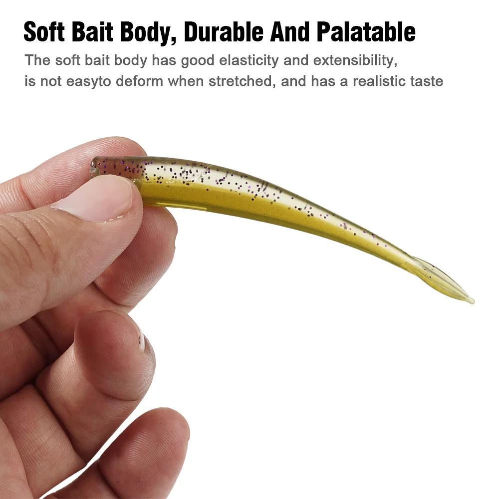 11 Uds. (cebo suave, 7 Uds. Y 4 Uds. Cabeza de anzuelo) combos de pececillo con cabeza de plantilla de 3,02 "para enrollar y dardos, cebo de natación de PVC para Lucio de lubina - imagen 5