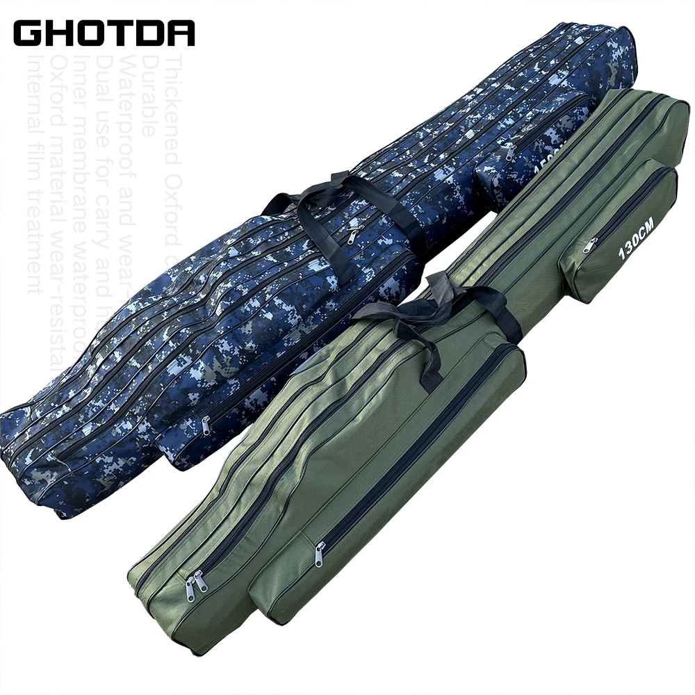 GHOTDA-funda plegable de tela Oxford para caña de pescar, bolsa de almacenamiento con cremallera para aparejos de pesca, 110/120/130/150CM - imagen 3
