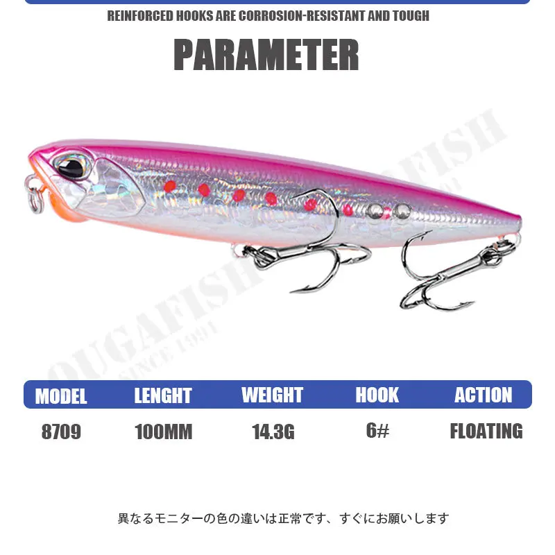 Accesorios De Pesca, lápiz flotante De 100mm y 14,3g, Wobblers De acción para perros, Minnow negro, Isca, aparejos artificiales - imagen 2