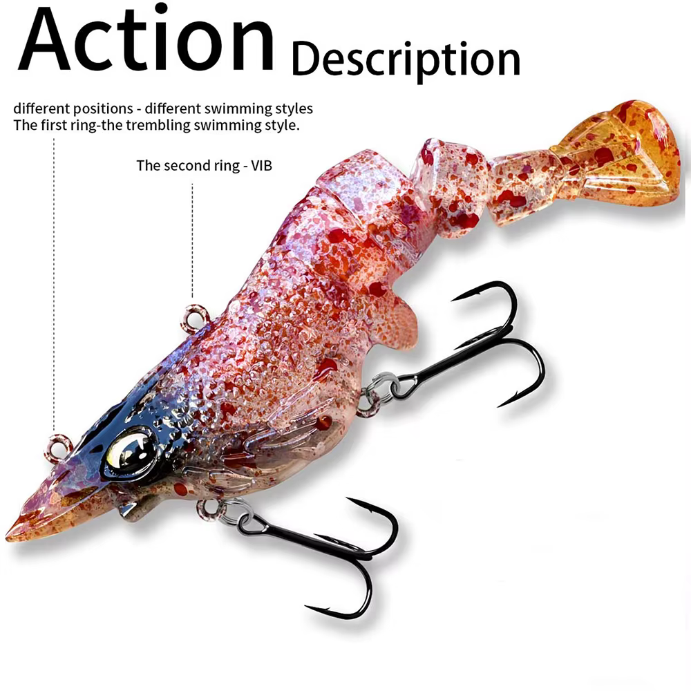 THETIME-cebo para articulación de camarones, 4,5g, 12g, 21g, simula 3D, varias secciones, cola de fibra segmentada, vibración, pesca en el mar, Swimbait - imagen 3
