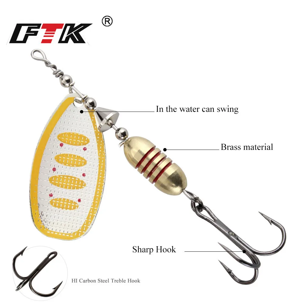Señuelo de pesca giratorio con anzuelo triple, cebo Artificial duro de Metal, accesorios de pesca de Lucio, 18g - imagen 4