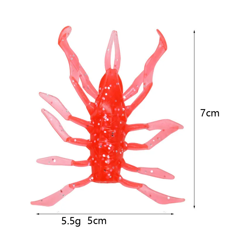 Señuelo de pesca de gusanos de polipodia, cebo suave de 3,5 cm y 7cm, señuelos artificiales de araña de agua, camarones, bolsa de 5-10 piezas, venta - imagen 3