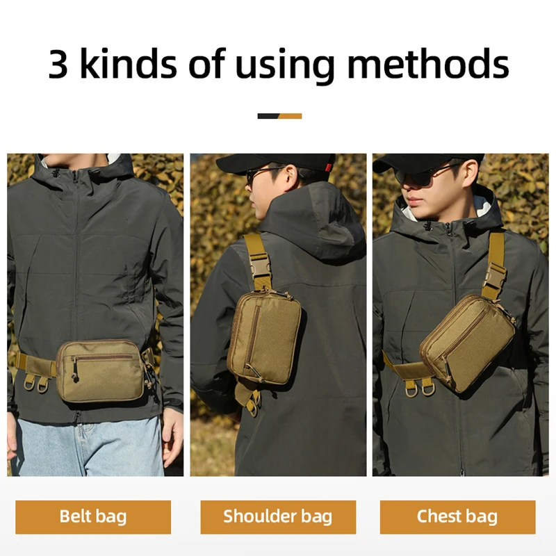 Cinturón táctico de pesca, bolsa de pecho pequeña, bolsa de senderismo, riñonera Abdominal, almacenamiento de cebo al aire libre, funda de hombro - imagen 2