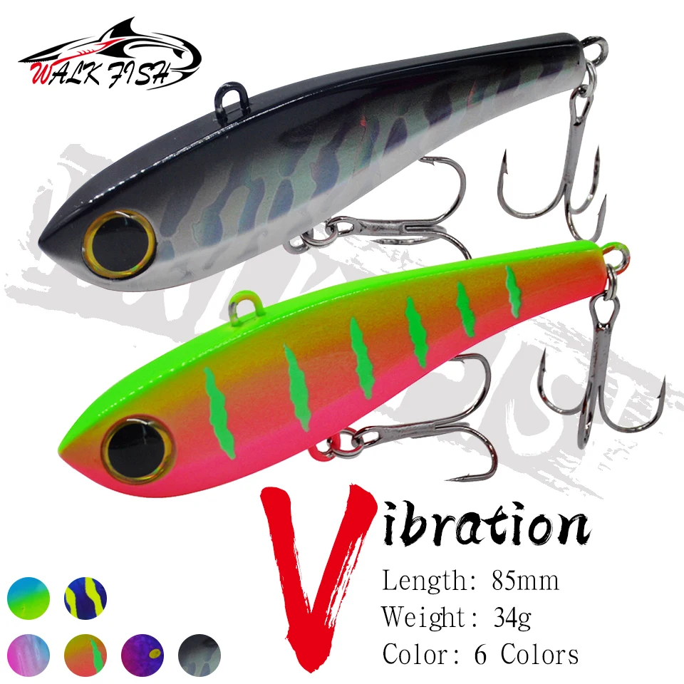 WALK FISH 1 Uds Pesca de invierno señuelos VIB de tono alto 34g sonajero hundimiento vibración Pesca lubina atún Bluefish aparejos de Pesca