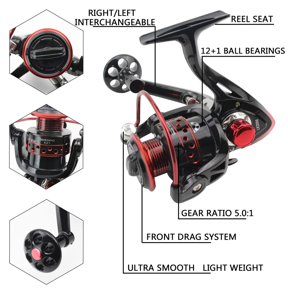 Caña de pescar giratoria telescópica de carbono, conjunto de bolsa de anzuelos, ultracorta, portátil, para principiantes, 1,8 M, 2,1 M - imagen 5