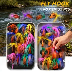 32 unids/caja diseño impermeable Señuelos de Pesca de insectos cebo duro cebos de pesca de insectos artificiales con caja anzuelo afilado pesca de lubina de carpa