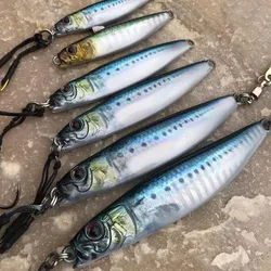 Señuelo de pesca de agua salada, plantilla de Metal 3D de 40g, Jigging Vertical Shore, cuchara fundida de arrastre lento, cebo para lubina, atún, Mahi Marlin
