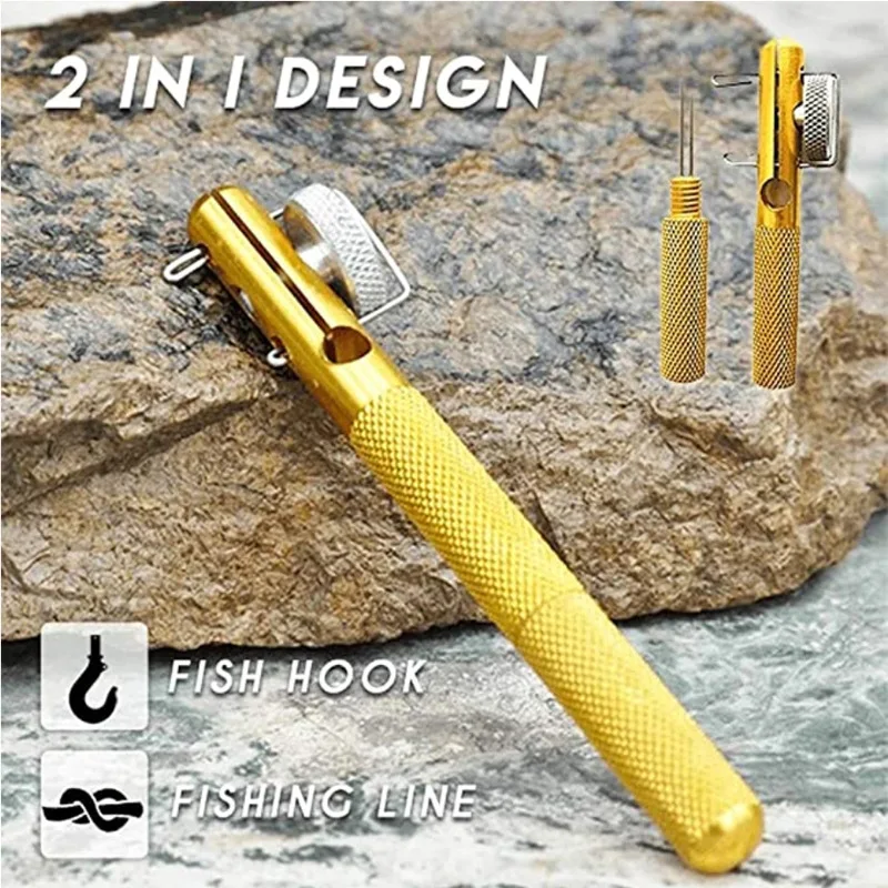 Herramienta de anudado de anzuelos de pesca de Metal, 1 piezas, dispositivo de fabricación de bucle de anzuelos y removedor de anzuelos, accesorio de pesca de carpa - imagen 2