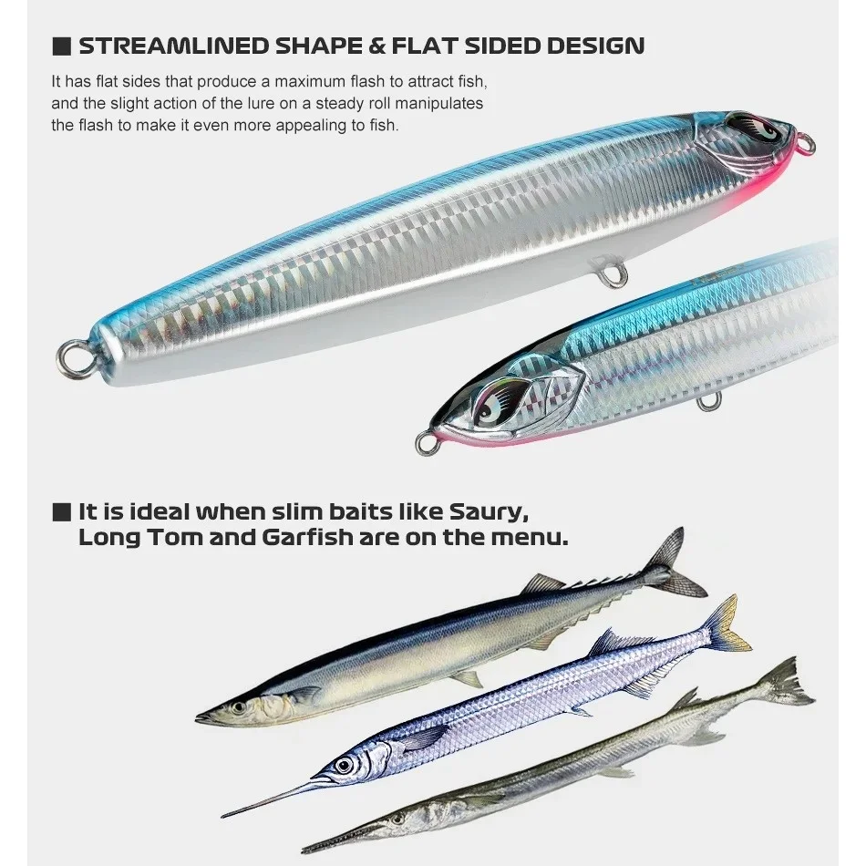 Señuelos de pesca de mar, plantilla de Metal de fundición larga, cebo Artificial giratorio con anzuelo, cuchara, aparejos de pesca, 75g/114g/154g, 2 uds. - imagen 2