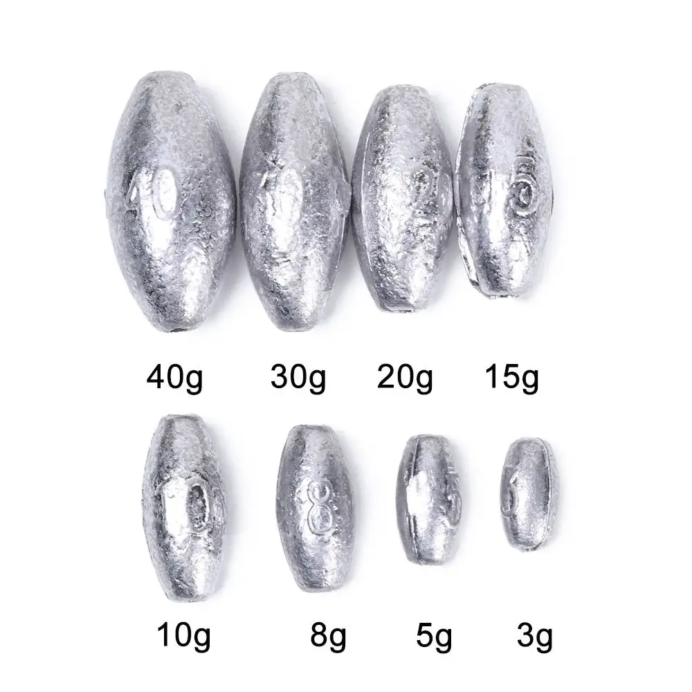 Plomo de pesca en forma de oliva, plomos de alta calidad, Conector de gancho, 3g, 5g, 8g, 10g, 15g, 20g, 30g, 40g - imagen 4