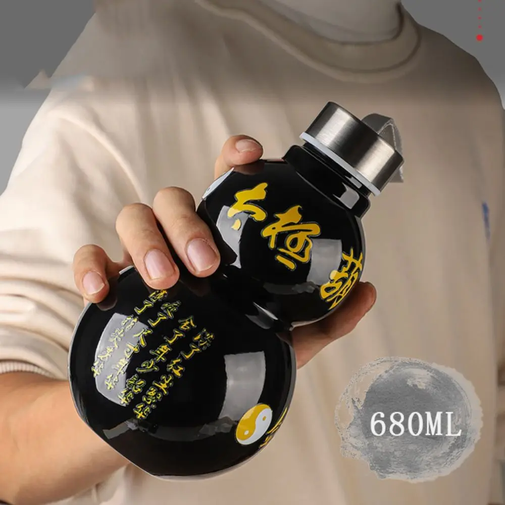 Botella deportiva de calabaza en forma de calabaza, hervidor de agua Vintage de gran capacidad de estilo chino, botella de bebida de calabaza portátil de 680ML para escuela - imagen 3