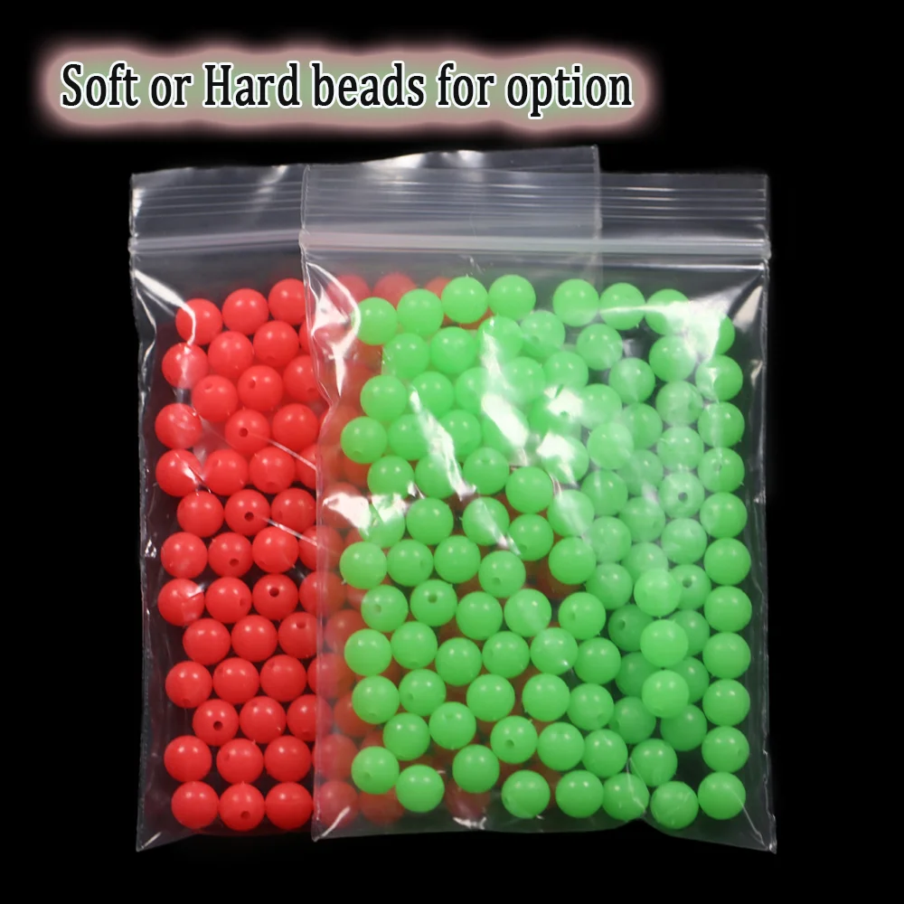 Cuentas de pesca suaves/duro, cuentas redondas de plástico que brillan, tapón de pesca redondo para señuelo de pesca en el mar, aparejos Sabiki, aparejos terminales de pesca - imagen 5