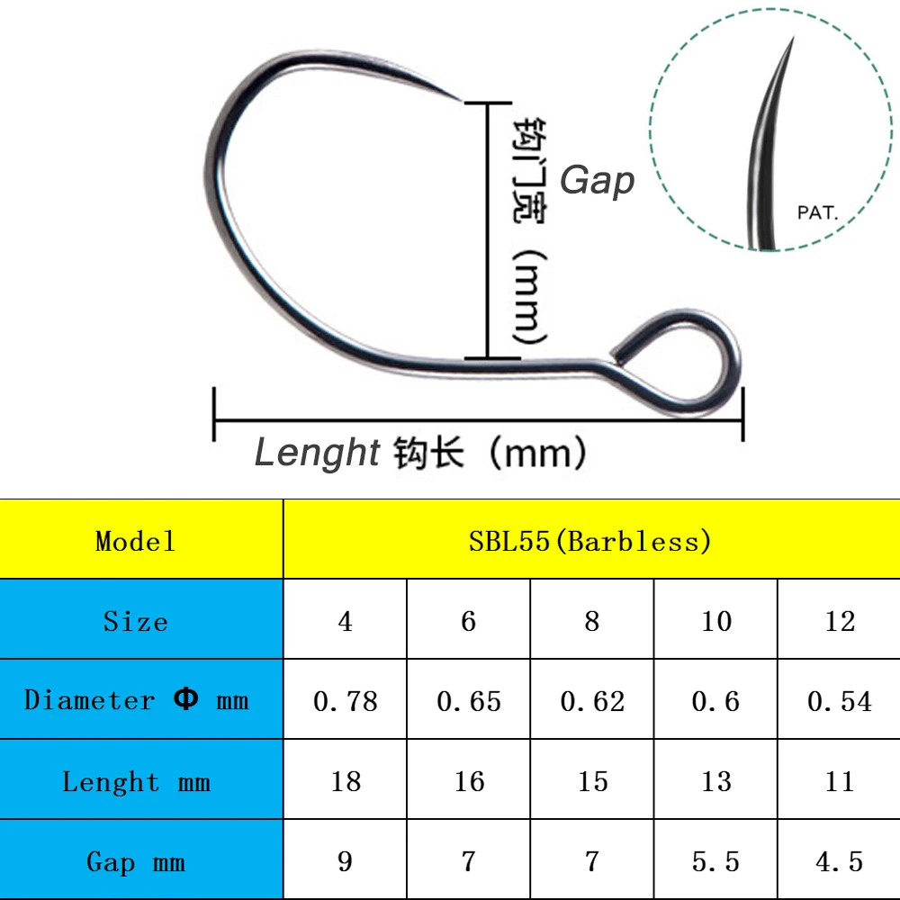 Castfanatic SBL-55 ganchos individuales afilados más fuertes con púas de ojo grande sin púas para accesorios de aparejos de pesca Minnow Crankbait - imagen 3