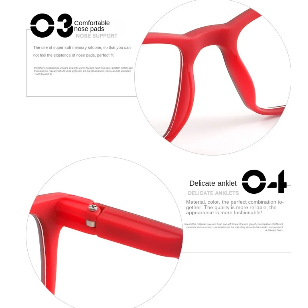 Gafas de lectura para PC, gafas decorativas rectangulares antiluz azul, gafas de cristal lisas marrón, gris, rojo y azul - imagen 4