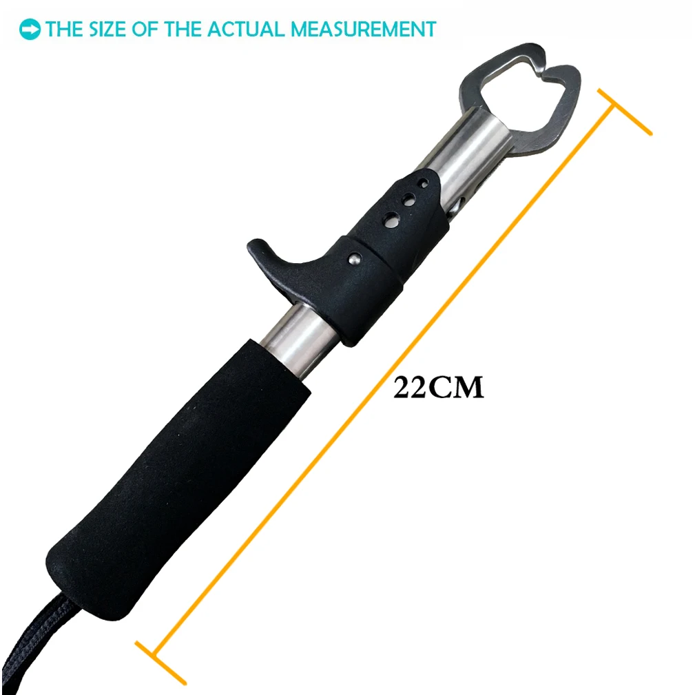Pinza de pesca de acero inoxidable, Herramienta de sujeción de labios con cuerda de conexión, tijeras de Control, 21,5 cm - imagen 4