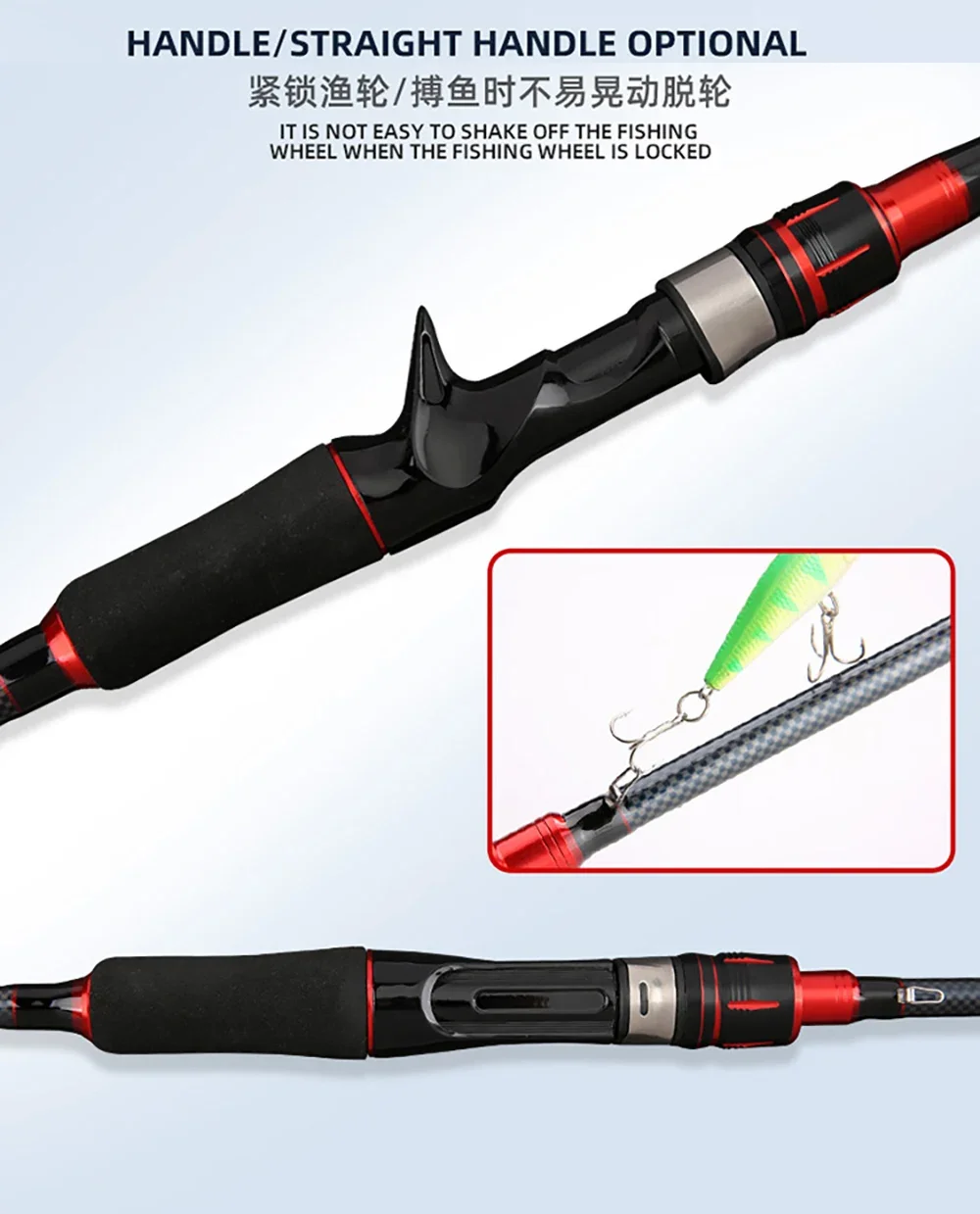 Caña de pescar con señuelo ultraligero de fundición giratoria, 1,65/1,8 m, carbono, 2 secciones, peso de señuelo eléctrico ML, 5-25g, caña de Baitcasting Jigging - imagen 5