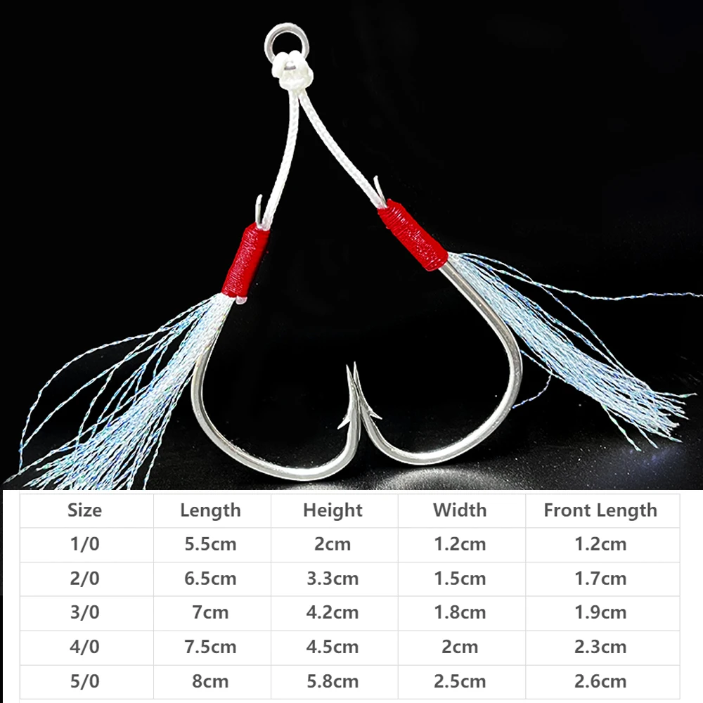 TAKEDO 6 par/caja anzuelo de asistencia 1/0 - 5/0 anzuelo de pesca anzuelo de Jigging con línea de PE anzuelo de pesca doble para bacalao atún bajo - imagen 3