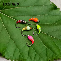 Wifreo 5 piezas de señuelos de pesca en hielo # 6- # 12 latón Beadhead epoxi Ninfa Color brillante Scud Bug pesca con mosca trucha lubina tipo pez señuelo cebo