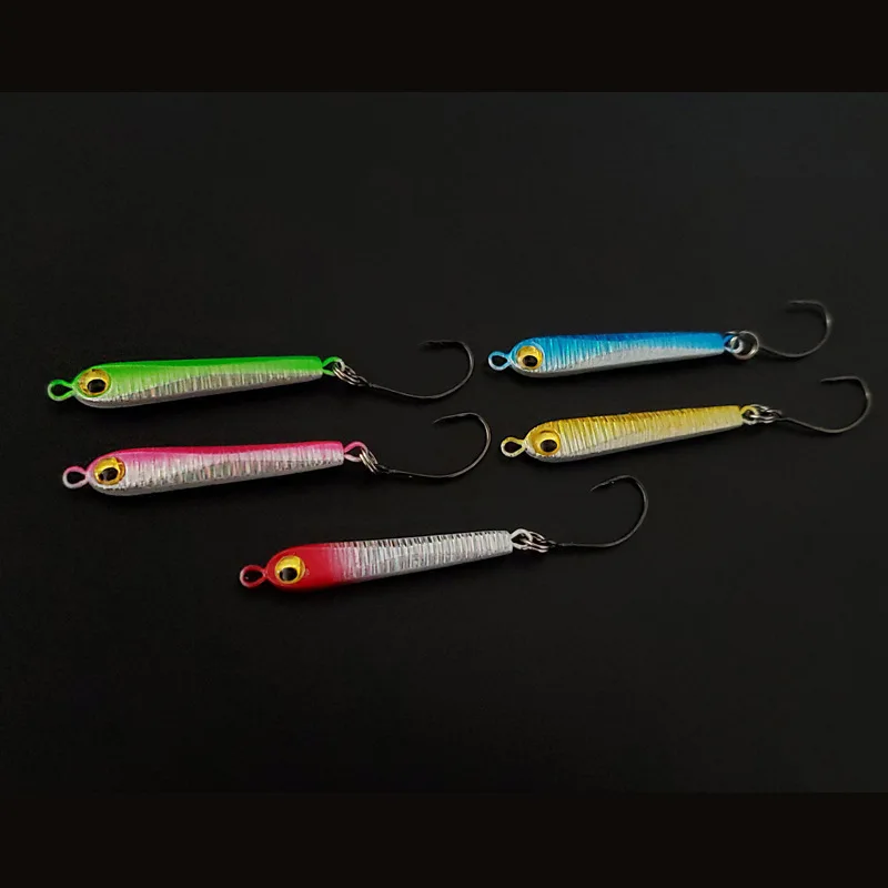 SWOLFY 5 uds Mini Jig Señuelos de Pesca 5g 3g cebo biónico Artificial duro pez pequeño anzuelo único plantilla flujo cebos de trucha pesca - imagen 3