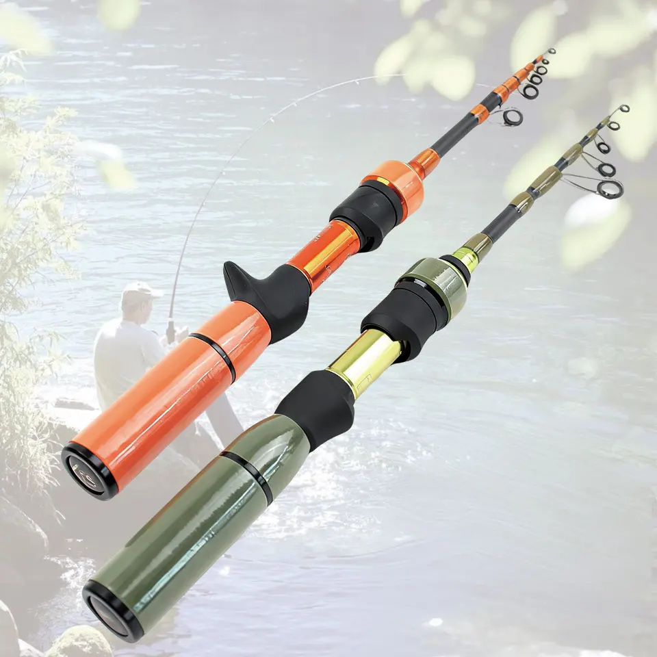Caña de pescar telescópica portátil de carbono, mini caña de pescar de bolsillo, universal para pesca en movimiento al aire libre en agua dulce y salada - imagen 2