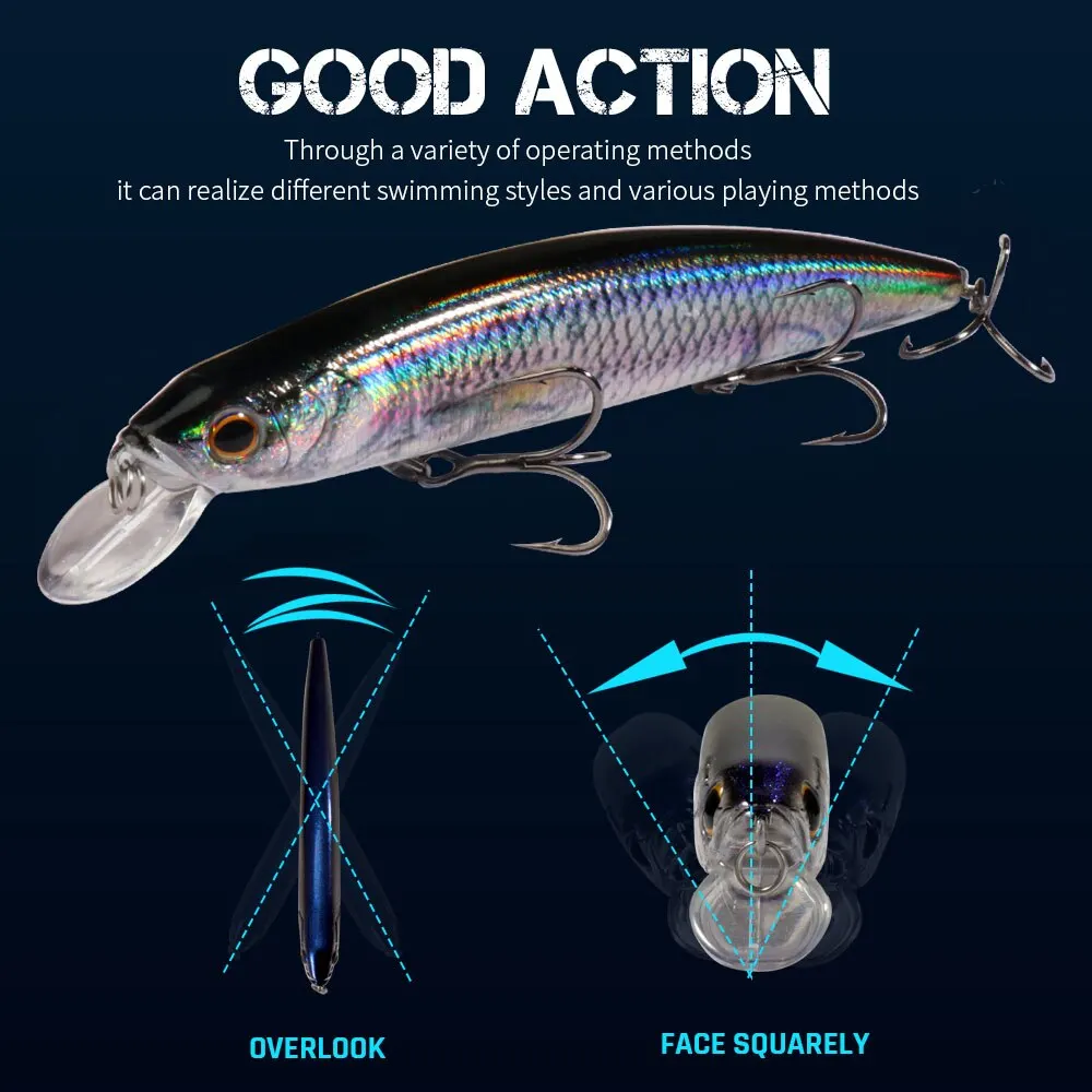 GOBAIT-Sistema de peso de señuelo de Pesca, cebo duro fuerte, anzuelo triple, Wobbler Swimbait Jerkbait, suspensión de pececillos, 24g, 14cm - imagen 4