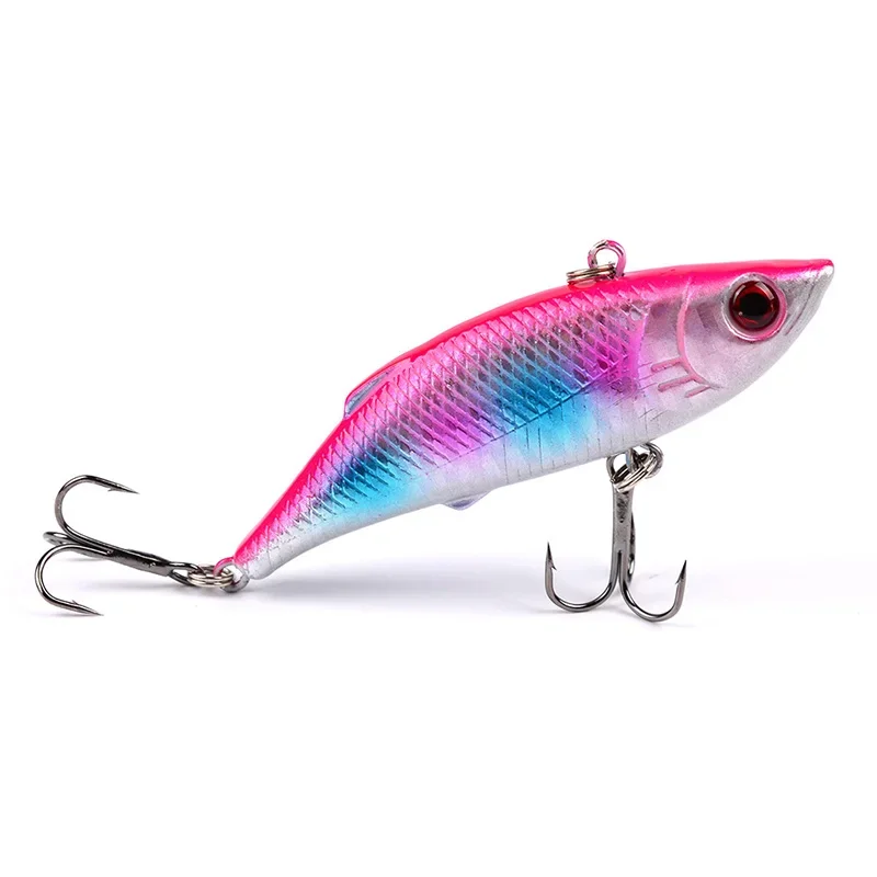 Juego de Señuelos de Pesca duros con vibración que se hunde, 5 uds., con anzuelo triple, cebo de plástico Artificial, 8cm, 10g, Kit de Señuelos de Pesca, cebo Wobbler - imagen 4