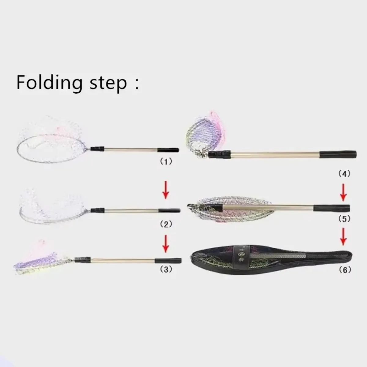 Red De aterrizaje para Pesca, caña telescópica De aleación De aluminio, accesorios De Pesca, anillo plegable, Red De inmersión, longitud De 2m a 2,4m - imagen 5