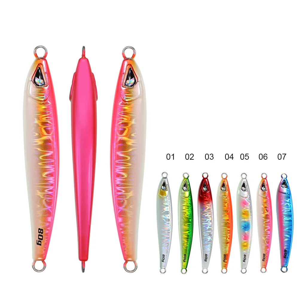 JIGGINGPRO 40g 60g 80g 100g plantillas de Metal de fundición señuelo de pesca de agua salada cebo duro pesca en mar cebo Artificial señuelo de Jigging - imagen 5