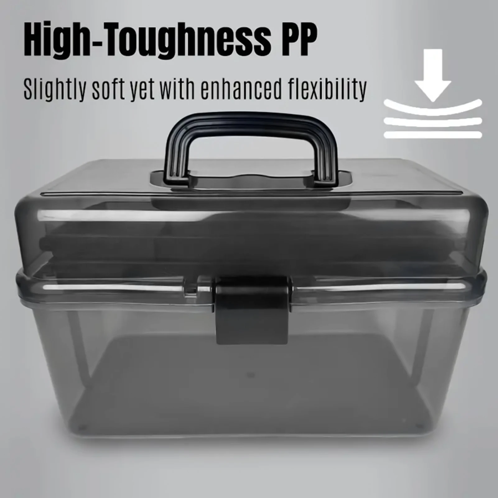 Caja de aparejos de pesca de 3 capas, caja de almacenamiento de pesca portátil de gran capacidad para anzuelos de cebo, bolsa de pesca transparente visible - imagen 2