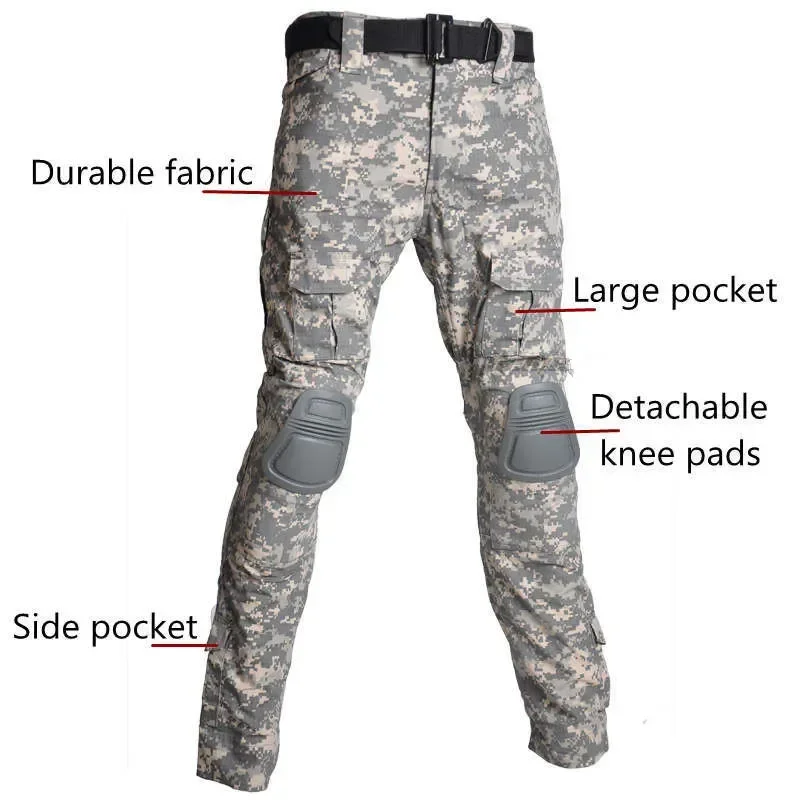 Pantalones tácticos rusos, uniformes + almohadillas, trajes de camuflaje para acampar para hombres, camisas de combate Airsoft, conjuntos Cargo para hombres - imagen 4
