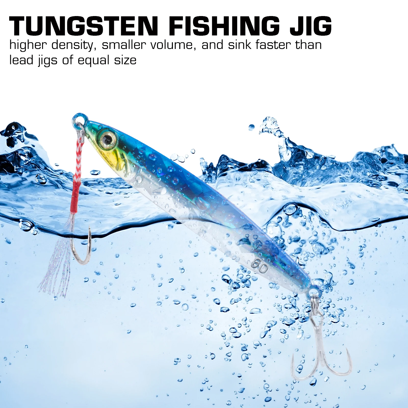 Goture-señuelo de pesca de tungsteno, cebo duro de alto carbono, aparejos artificiales de agua salada, 60g, 80g - imagen 2