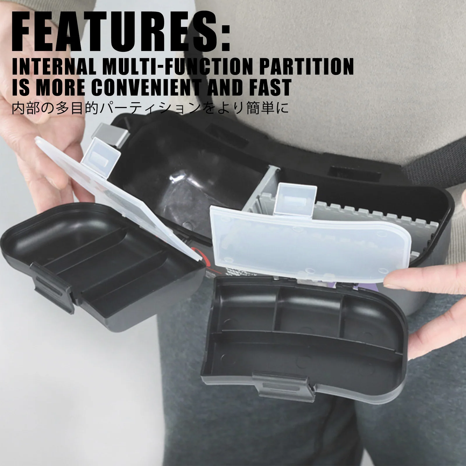 Caja de Herramientas de señuelo de bolsillo multifunción, compartimentos portátiles, contenedor de accesorios de plástico, organizador ajustable - imagen 4