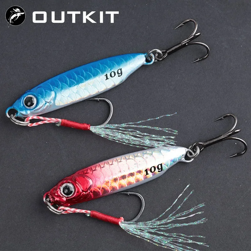 OUTKIT-señuelos de Metal para pesca, plantilla de 7g10g15g20g, plantillas de fundición larga, cuchara de pesca, cebo que se hunde, hoja de vibración para Lucio y lubina - imagen 5