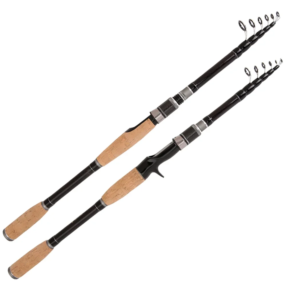 GHOTDA-set de carrete y caña de pescar de viaje, set de carretes giratorios telescópicos de fibra de carbono, relación de engranaje 2,7: 1, 3,0 m, 5,2 m - imagen 5