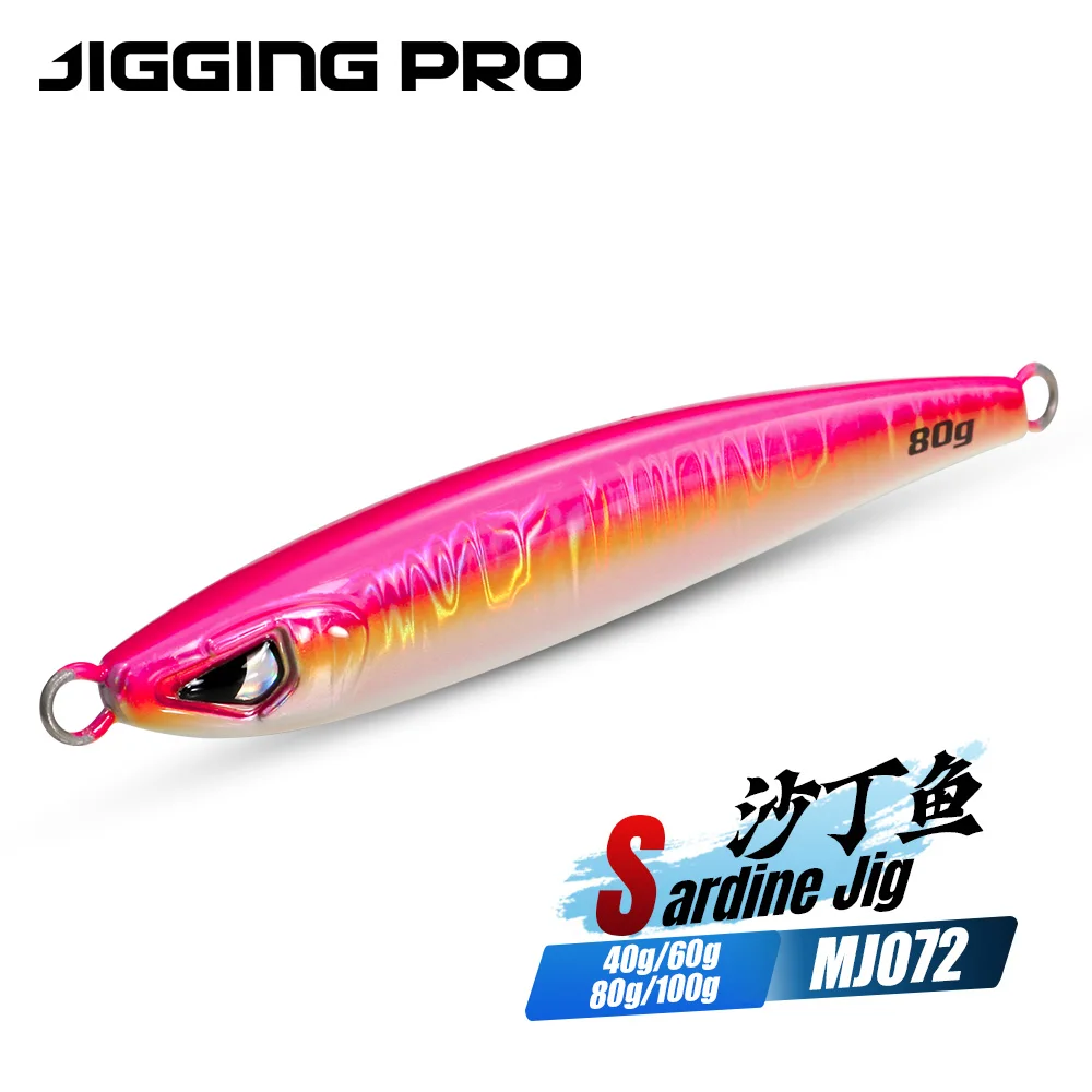 JIGGINGPRO 40g 60g 80g 100g plantillas de Metal de fundición señuelo de pesca de agua salada cebo duro pesca en mar cebo Artificial señuelo de Jigging