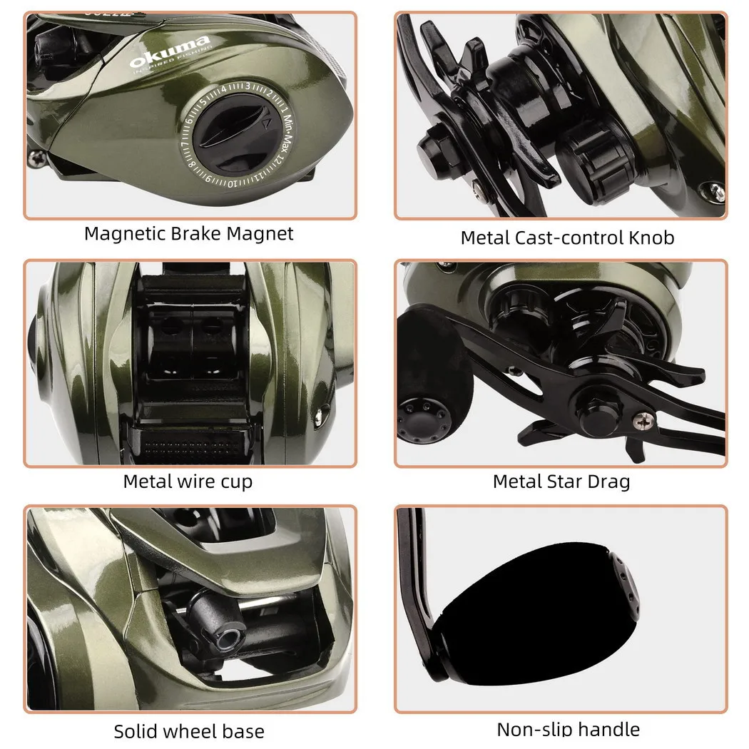 Carrete de pesca OKUMA ultraligero 208G 7,2: 1 rueda de gota de agua de potencia de arrastre de 8KG de alta velocidad - imagen 5