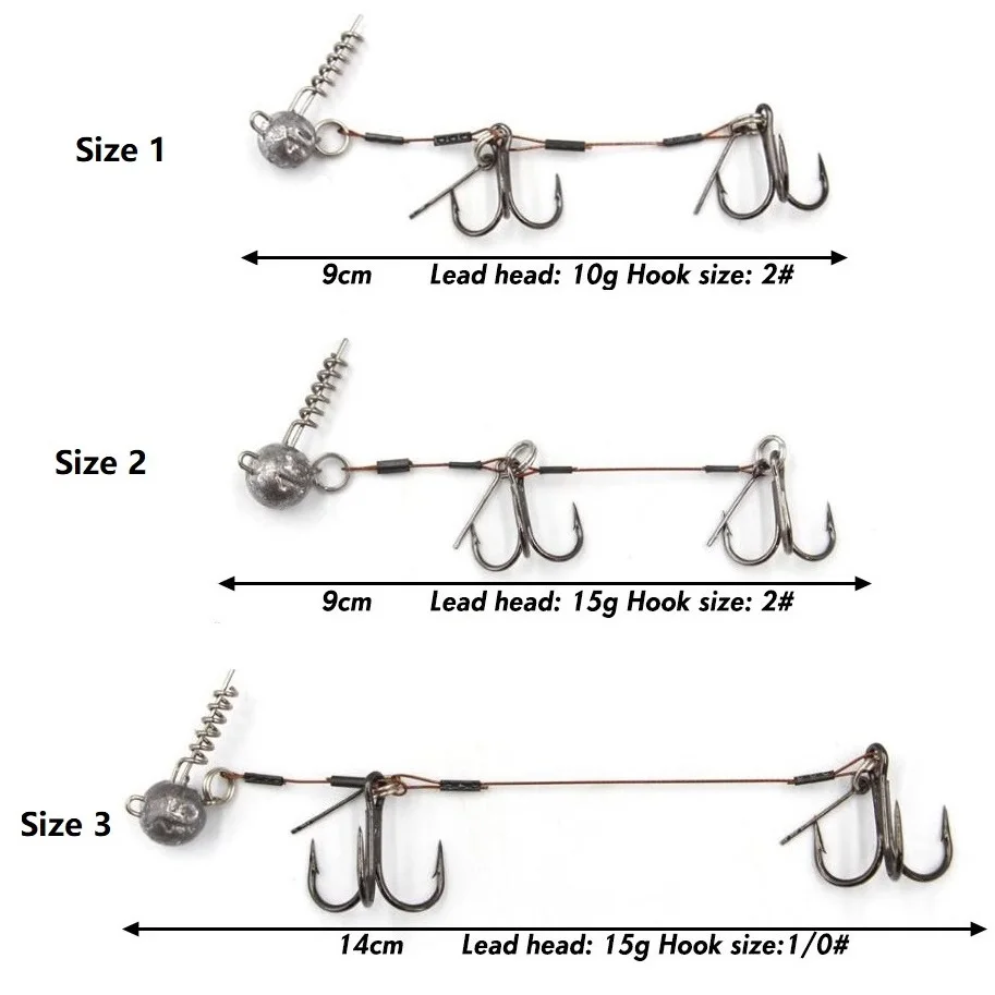Aparejo de pesca de Lucio, Sacacorchos de bola Predator, cabeza de plantilla de plomo grande para cebo blando, tornillo de sábalo, conexión de 10g, 15g, perca de lubina, salmón - imagen 5