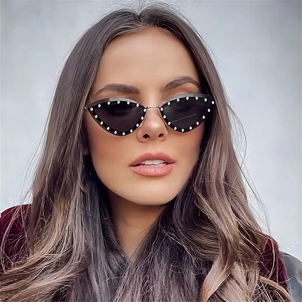 Gafas de sol de ojo de gato degradado, protección UV400, Multicolor, con diamantes de imitación, para fiesta, para hombre y mujer - imagen 3