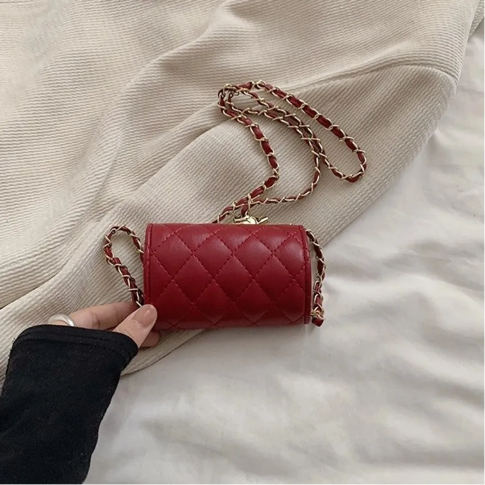 Mini bolso de hombro a la moda, bolso cruzado con correa de cadena de cuero PU, bolso de mujer versión coreana de Color sólido - imagen 2