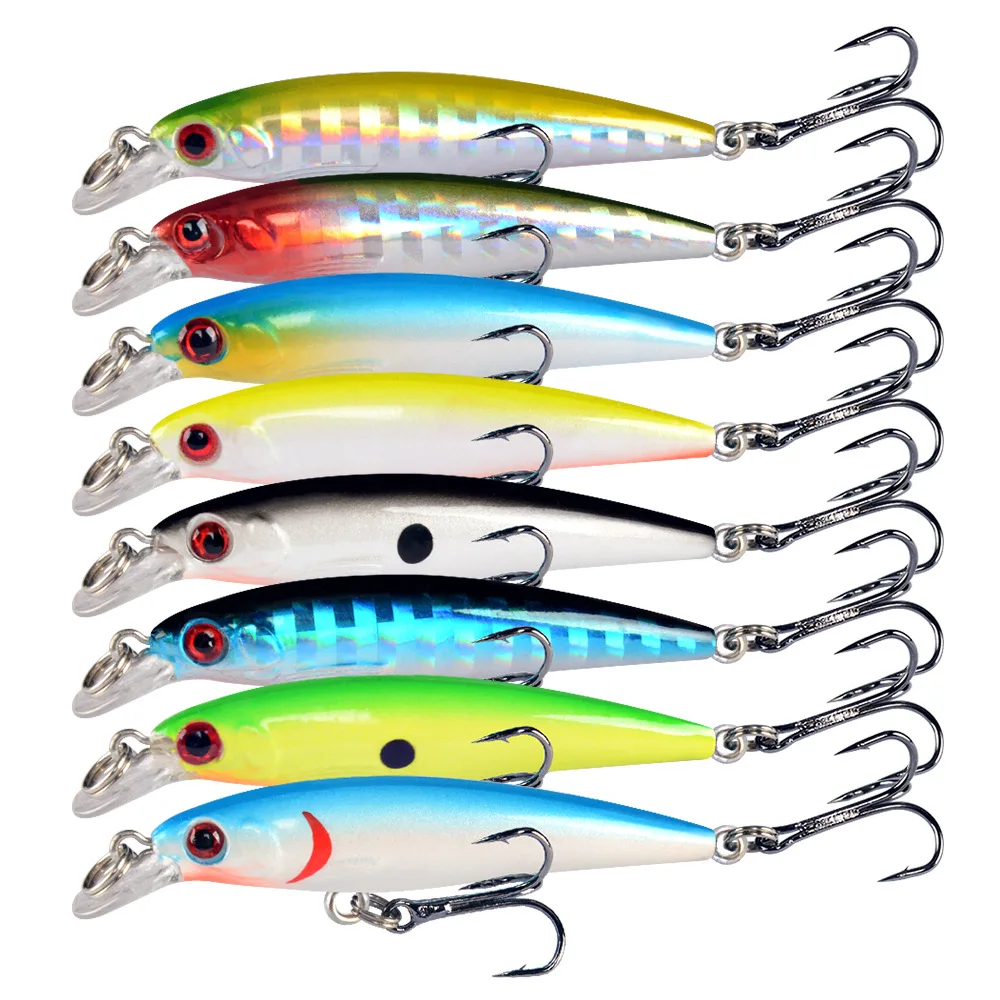 8 Uds Minnow Stream señuelo de pesca cebo duro Artificial para trucha Jerkbait río cebos - imagen 4