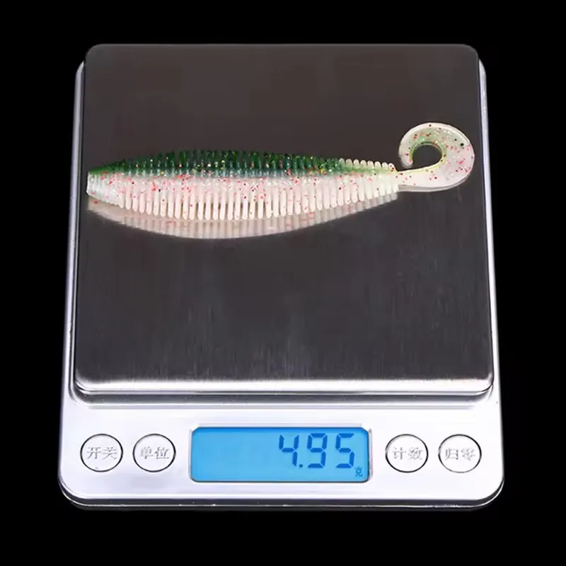 WEIHE5pcs 10cm 5g 5 colores cola enrollada señuelo suave TPE señuelo de pesca suave para agua dulce y agua salada - imagen 5