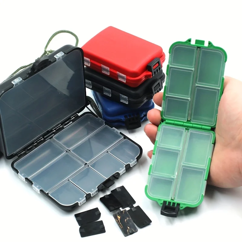TAKBAS 1 pieza pequeña caja de aparejos de pesca, organizador portátil de plástico, ganchos señuelo cebos caja de almacenamiento contenedores para almacenar plantilla giratoria - imagen 5