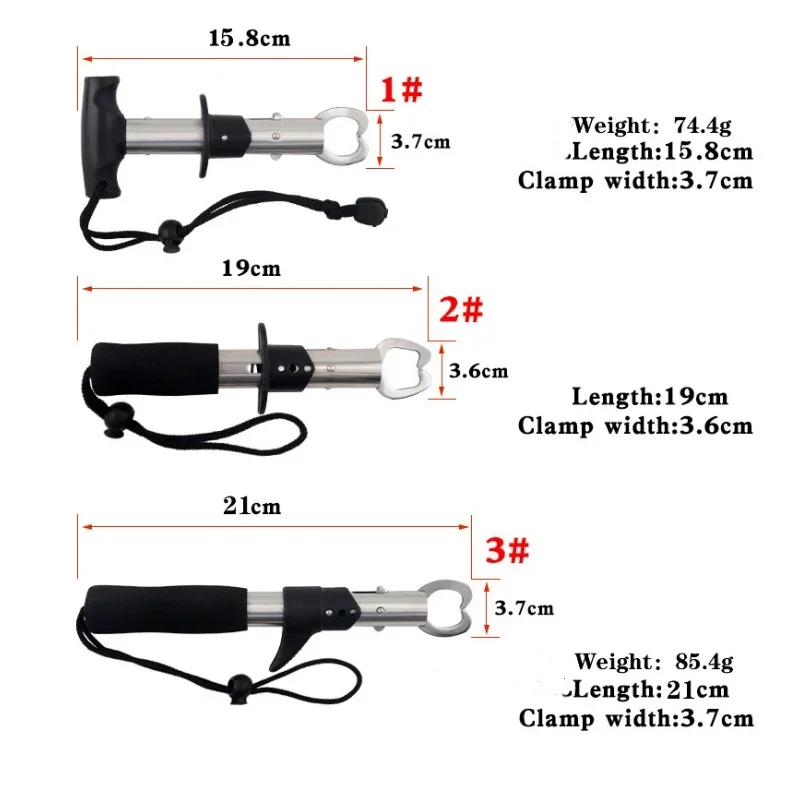 Controlador de peces portátil de acero inoxidable 304, a prueba de óxido, agarre profesional para peces, recogedor de labios, alicates plegables, equipo de pesca - imagen 4