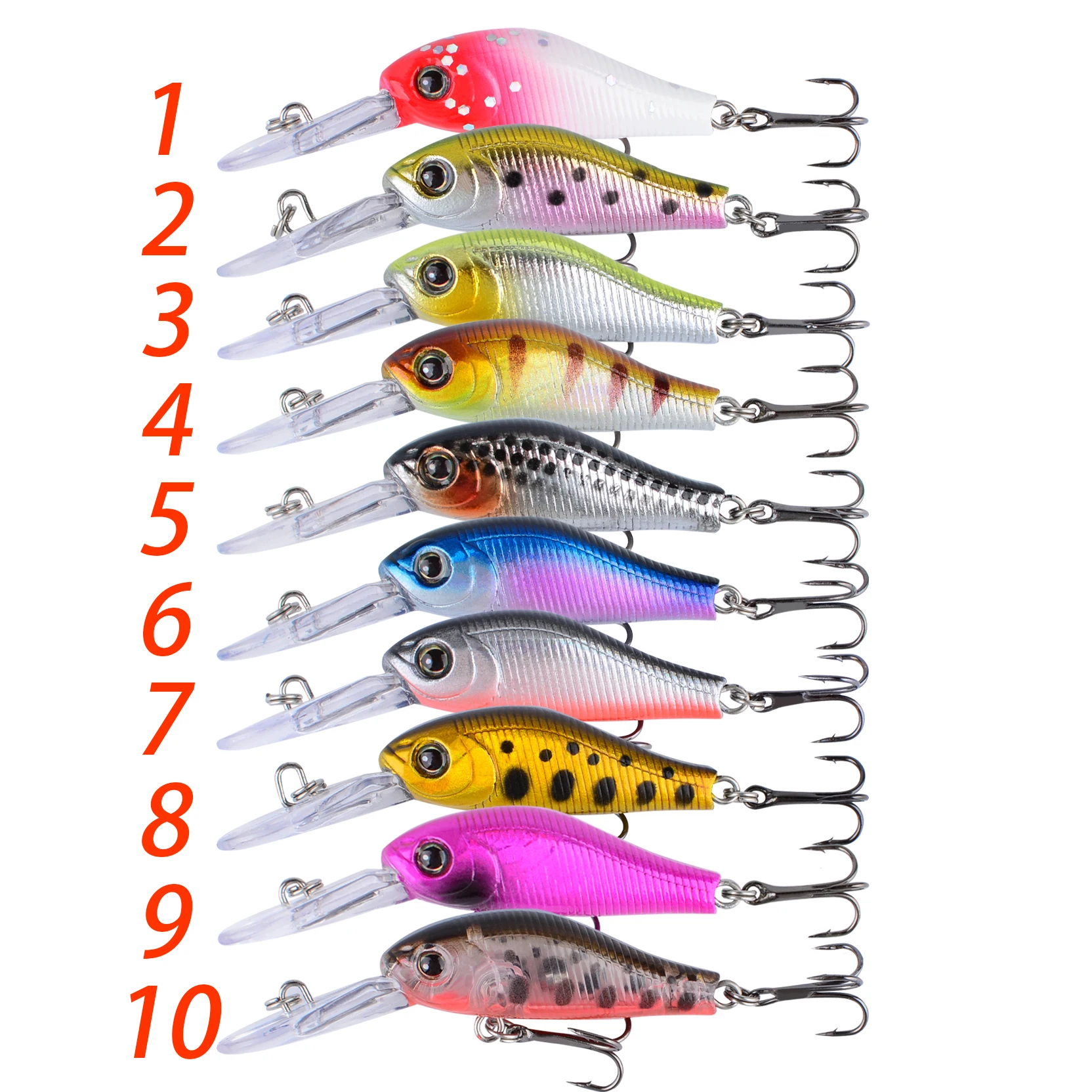 Señuelo artificial duro Mini Minnow Hundimiento Lento con ojos 3D - imagen 4