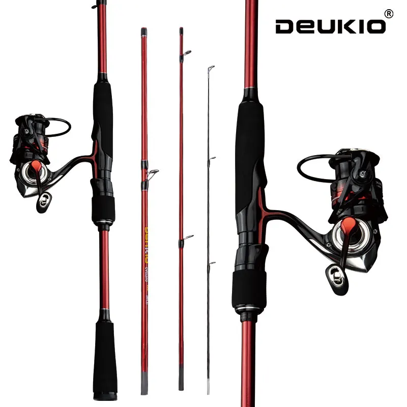 DEUKIO-Juego combinado de caña de pescar portátil, 4/5 secciones, caña de pescar de carbono y carrete giratorio serie 2500, aparejos de Pesca